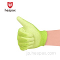 Hespax黄色炭素繊維PU電子作業手袋